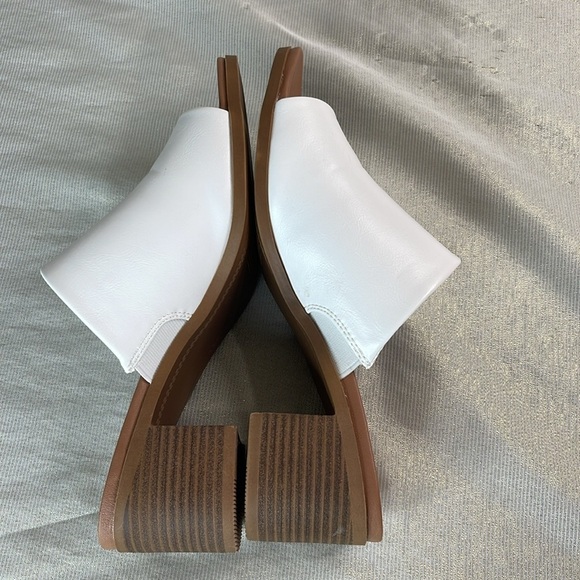 Steve Madden Kacey Slide White Mules Shoes Block Heel Open Toe Vegan Leather 8 - Picture 7 of 10